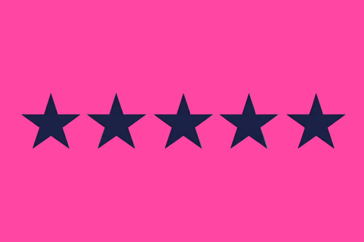 5 navy stars in a row with transparent background
